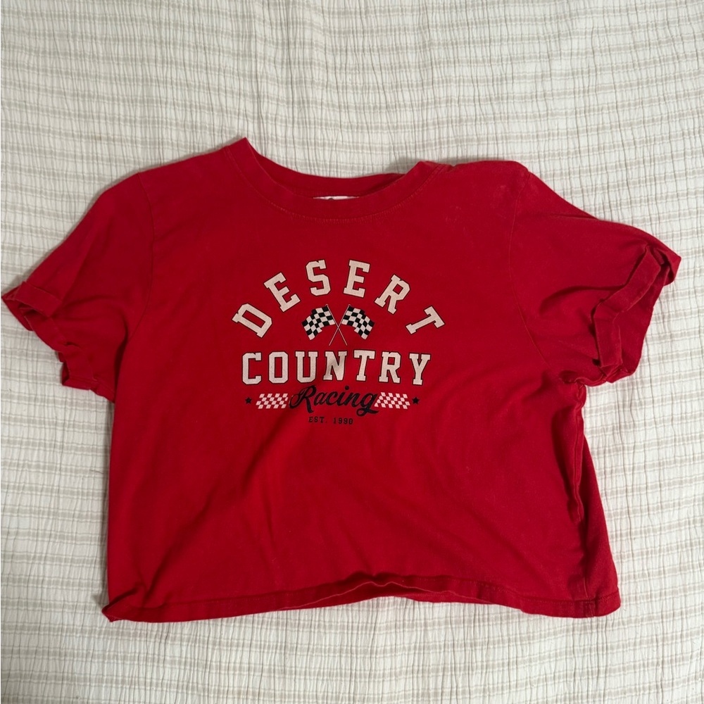 Cropped Red and Chexkered T-Shirt
